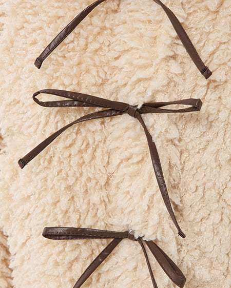 INGNI(イング) リボン付スタンドボアブルゾン ベージュ