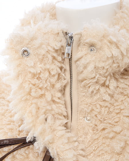 INGNI(イング) リボン付スタンドボアブルゾン ベージュ