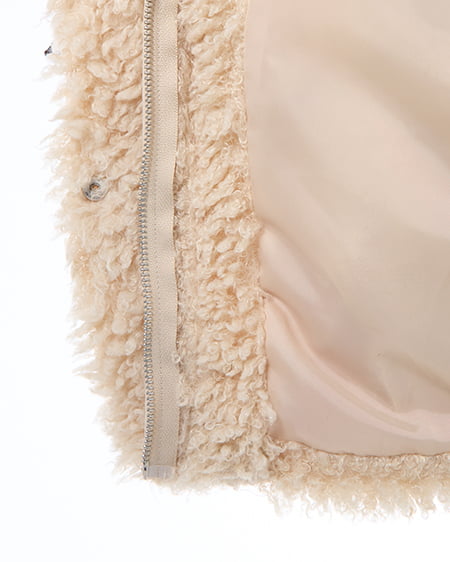 INGNI(イング) リボン付スタンドボアブルゾン ベージュ