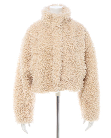 INGNI(イング) リボン付スタンドボアブルゾン ベージュ