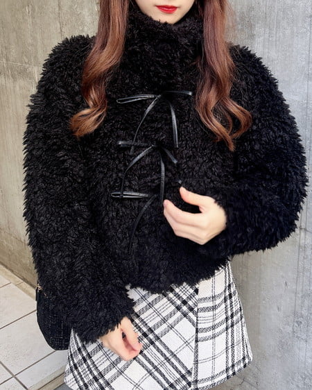 リボン付スタンドボアブルゾン