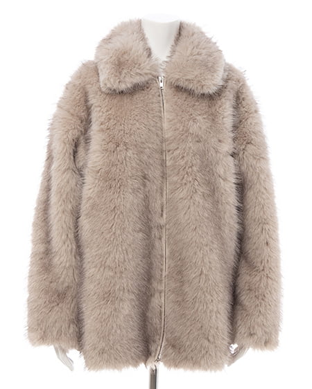 INGNI（イング） ステンカラーエコファーミドル丈コート ﾍﾞｰｼﾞｭ/ﾐｯｸｽ