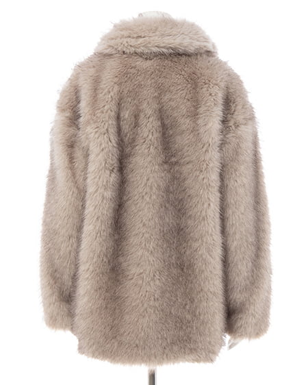 INGNI（イング） ステンカラーエコファーミドル丈コート ﾍﾞｰｼﾞｭ/ﾐｯｸｽ