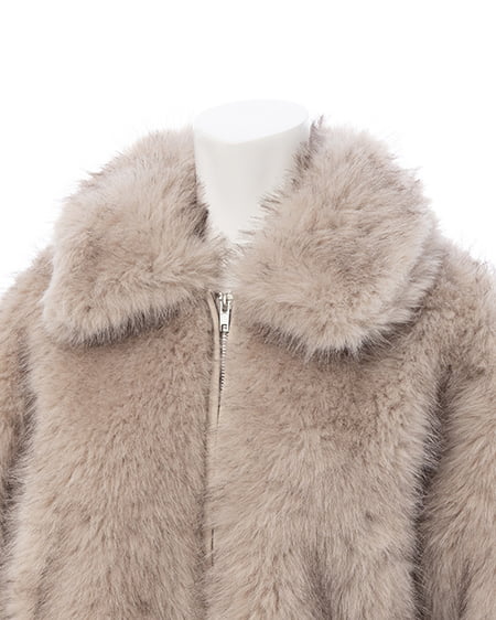 INGNI（イング） ステンカラーエコファーミドル丈コート ﾍﾞｰｼﾞｭ/ﾐｯｸｽ