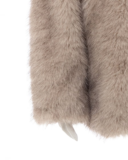 INGNI（イング） ステンカラーエコファーミドル丈コート ﾍﾞｰｼﾞｭ/ﾐｯｸｽ