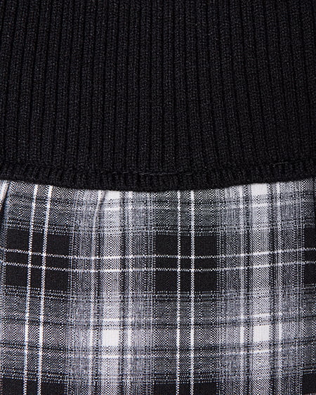 INGNI（イング） チェック柄ボウタイシャツドッキングニットワンピース ｸﾛ/ｸﾛ