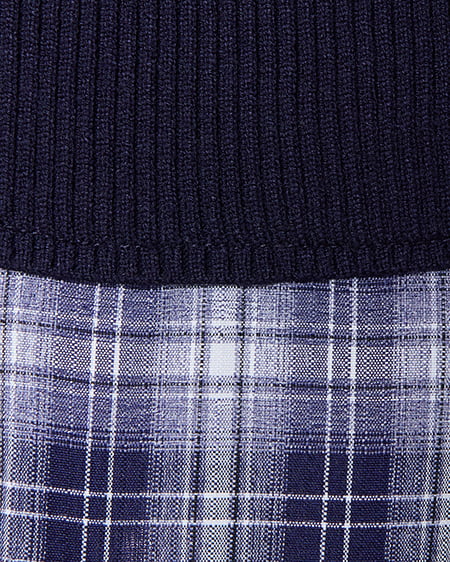 INGNI（イング） チェック柄ボウタイシャツドッキングニットワンピース ｺﾝ/ｺﾝ