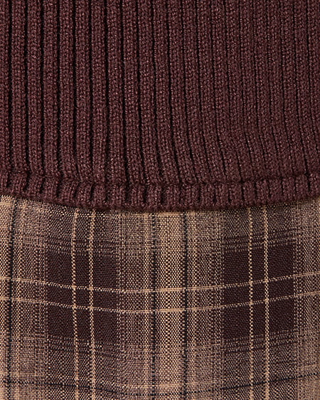 INGNI（イング） チェック柄ボウタイシャツドッキングニットワンピース ﾌﾞﾗｳﾝ/ﾌﾞﾗｳﾝ