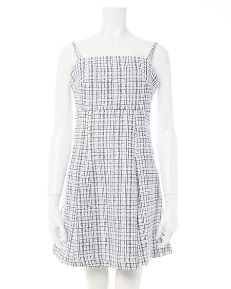 INGNI（イング） バックレースアップツイードミニキャミワンピース ｵﾌｸﾛ/ﾂｲｰﾄﾞ