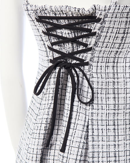 INGNI（イング） バックレースアップツイードミニキャミワンピース ｵﾌｸﾛ/ﾂｲｰﾄﾞ