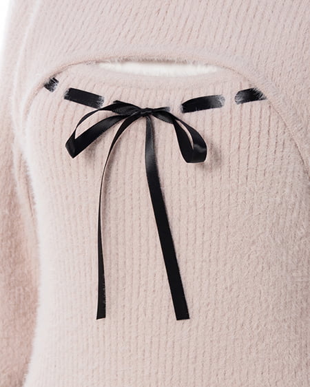 INGNI（イング） フェザーデコルテオープンニットワンピース ﾋﾟﾝｸ