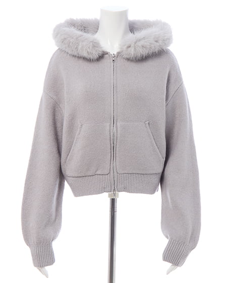 INGNI（イング） エコファー付ニットパーカー ｸﾞﾚｰ