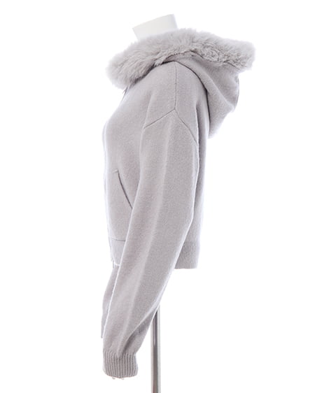 INGNI（イング） エコファー付ニットパーカー ｸﾞﾚｰ