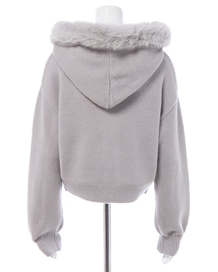 INGNI（イング） エコファー付ニットパーカー ｸﾞﾚｰ