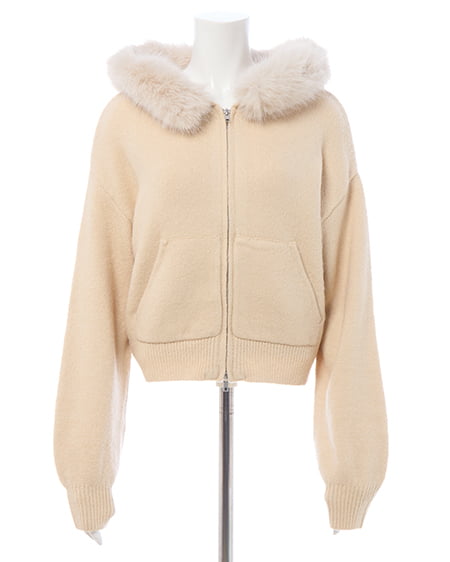 INGNI（イング） エコファー付ニットパーカー ﾍﾞｰｼﾞｭ