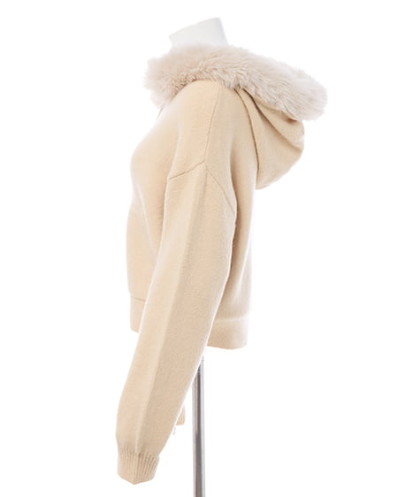 INGNI（イング） エコファー付ニットパーカー ﾍﾞｰｼﾞｭ