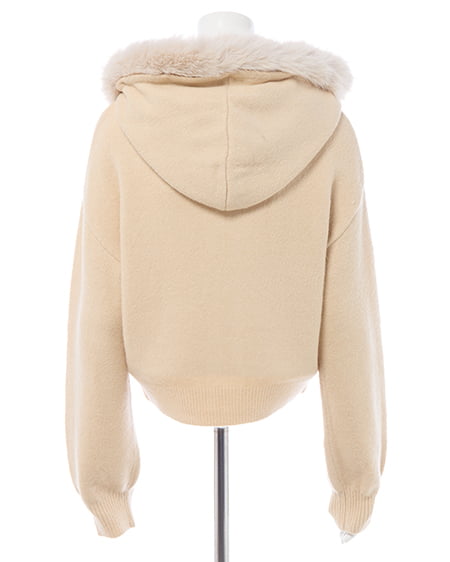 INGNI（イング） エコファー付ニットパーカー ﾍﾞｰｼﾞｭ