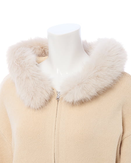 INGNI（イング） エコファー付ニットパーカー ﾍﾞｰｼﾞｭ