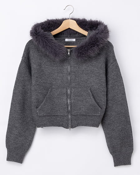 【12／16までの限定価格】エコファー付ニットパーカー