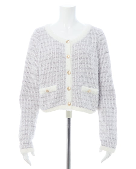 INGNI（イング） フェザーツイードニットカーディガン ｵﾌﾎﾜｲﾄ/ｸﾞﾚｰｼﾞｭ