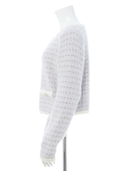 INGNI（イング） フェザーツイードニットカーディガン ｵﾌﾎﾜｲﾄ/ｸﾞﾚｰｼﾞｭ