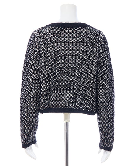 INGNI（イング） フェザーツイードニットカーディガン ｸﾛ/ｵﾌﾎﾜｲﾄ