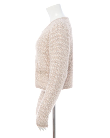 INGNI（イング） フェザーツイードニットカーディガン ﾍﾞｰｼﾞｭ/ｵﾌﾎﾜｲﾄ