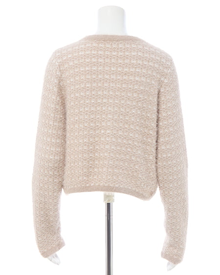 INGNI（イング） フェザーツイードニットカーディガン ﾍﾞｰｼﾞｭ/ｵﾌﾎﾜｲﾄ