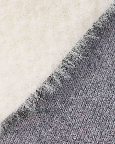 INGNI（イング） フェザー襟配色ニットカーディガン ｸﾞﾚｰ/ｵﾌﾎﾜｲﾄ