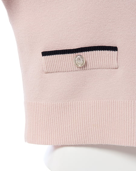 INGNI（イング） フェザー襟配色ニットカーディガン ﾋﾟﾝｸ/ｸﾛ