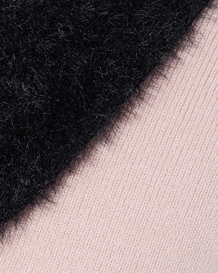 INGNI（イング） フェザー襟配色ニットカーディガン ﾋﾟﾝｸ/ｸﾛ