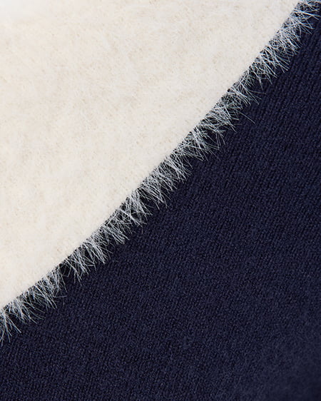 INGNI(イング) フェザー襟配色ニットカーディガン コン/オフホワイト