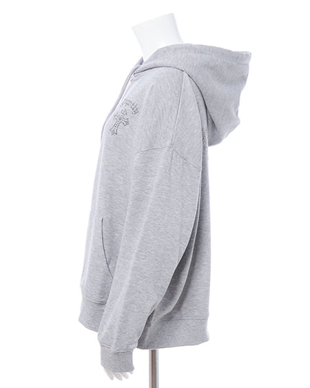 INGNI（イング） バックラインストーンクロススウェットチュニックパーカー ｸﾞﾚｰ