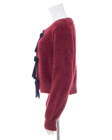 INGNI（イング） ベロアリボンフェザーニットカーディガン ﾎﾞﾙﾄﾞｰ