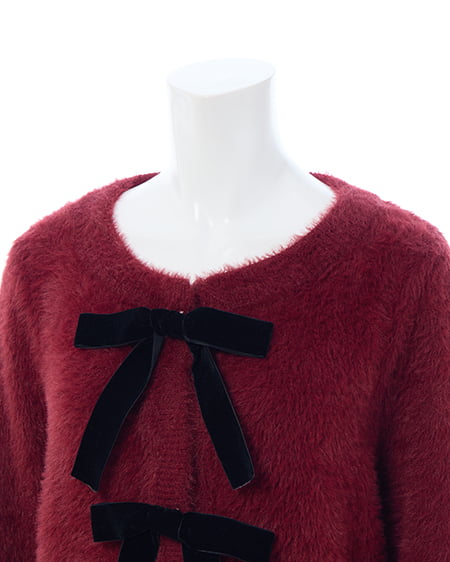 INGNI（イング） ベロアリボンフェザーニットカーディガン ﾎﾞﾙﾄﾞｰ