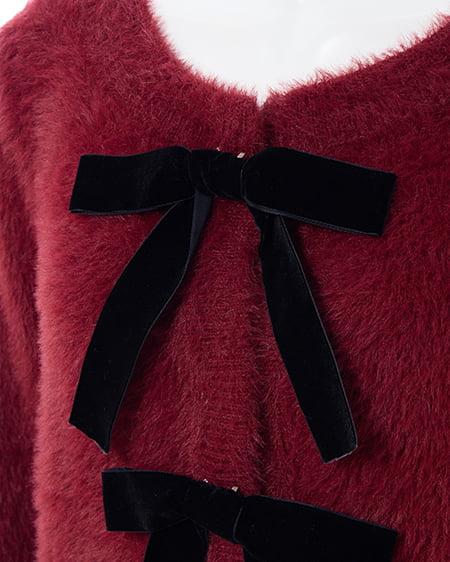 INGNI（イング） ベロアリボンフェザーニットカーディガン ﾎﾞﾙﾄﾞｰ