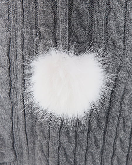 INGNI（イング） ポンポン付フェイクファーケーブルニットパーカー ｸﾞﾚｰ