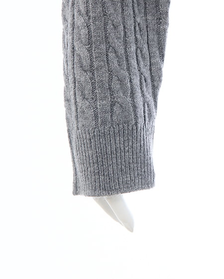 INGNI（イング） ポンポン付フェイクファーケーブルニットパーカー ｸﾞﾚｰ