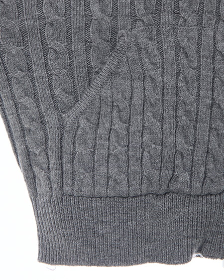 INGNI（イング） ポンポン付フェイクファーケーブルニットパーカー ｸﾞﾚｰ