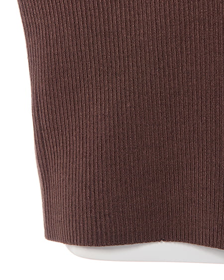 INGNI(イング) フェザー襟リブニットカーディガン ブラウン/オフホワイト