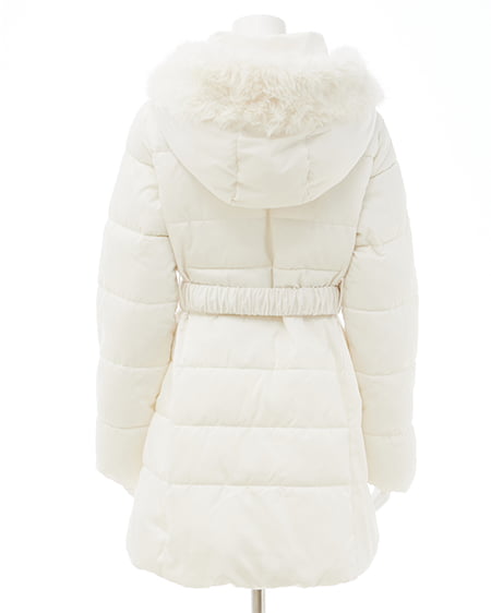 INGNI（イング） ファーフード付ウエストベルトエコダウンコート ｵﾌﾎﾜｲﾄ