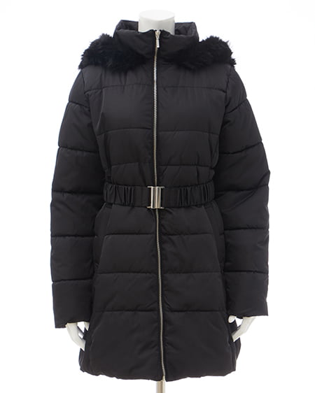 INGNI（イング） ファーフード付ウエストベルトエコダウンコート ｸﾛ