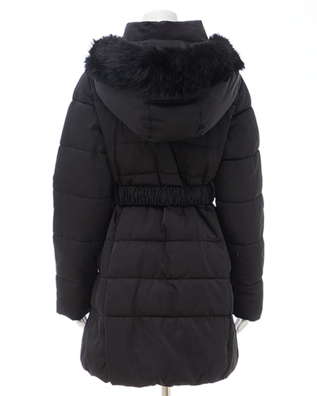 INGNI（イング） ファーフード付ウエストベルトエコダウンコート ｸﾛ