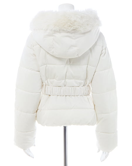 INGNI(イング) ショート丈ファーフード付ウエストベルトエコダウンコート オフホワイト