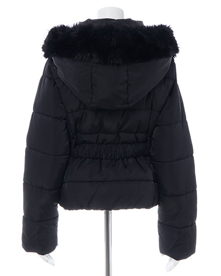 INGNI(イング) ショート丈ファーフード付ウエストベルトエコダウンコート クロ