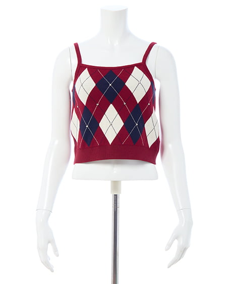 INGNI（イング） アーガイルニットカーディガン＋キャミセット ﾎﾞﾙﾄﾞｰ