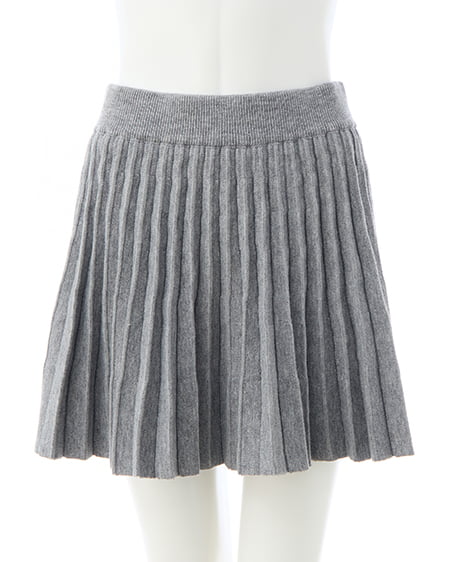 INGNI（イング） フェザー襟ケーブルニットカーディガン＋ニットスカパン／セット ｸﾞﾚｰ/ｵﾌﾎﾜｲﾄA