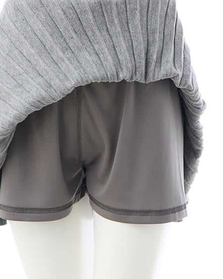 INGNI（イング） フェザー襟ケーブルニットカーディガン＋ニットスカパン／セット ｸﾞﾚｰ/ｵﾌﾎﾜｲﾄA