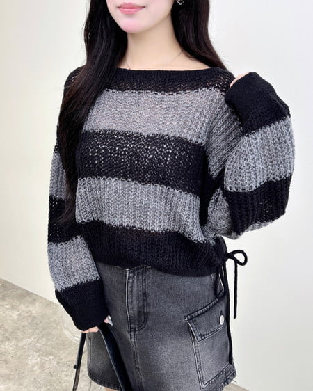 ドロストモヘアボーダーニット