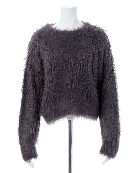 INGNI(イング) シャギーショート丈ニット チャコールグレー